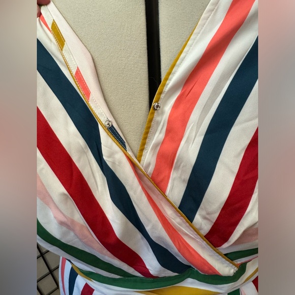 Bold Stripe Crepe Surplice Maxi Dress Rainbow 2x eShakti - Picture 3 of 4